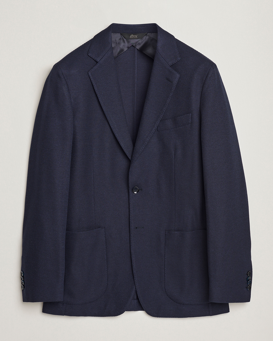 Heren | Blazers | Brioni | Wool/Silk Jacquard Jersey Blazer Navy