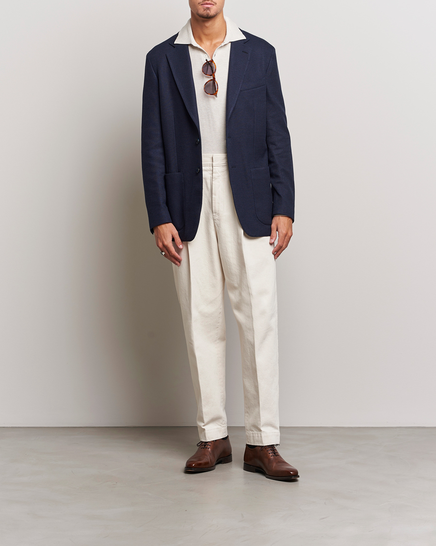 Heren | Blazers | Brioni | Wool/Silk Jacquard Jersey Blazer Navy