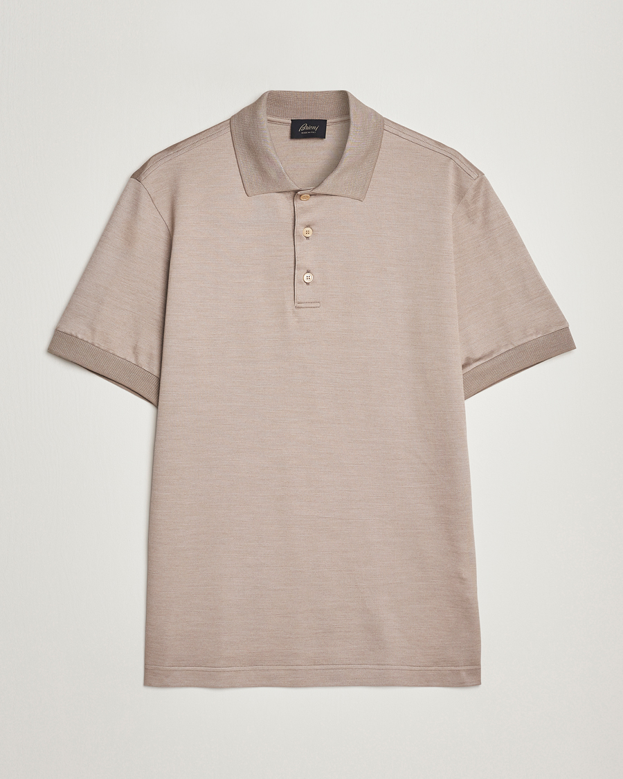 Heren | Brioni | Brioni | Cotton/Silk Short Sleeve Polo Beige