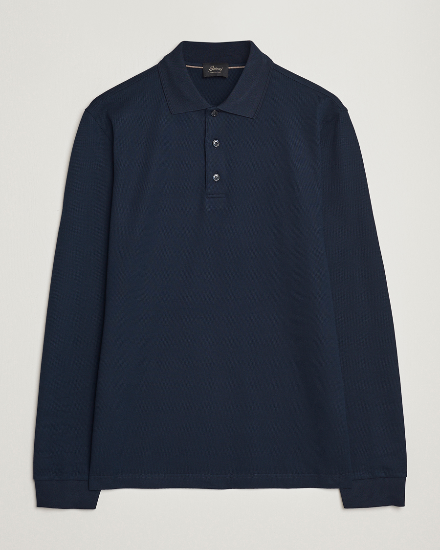 Heren | Truien | Brioni | Cotton Piquet Long Sleeve Polo Navy