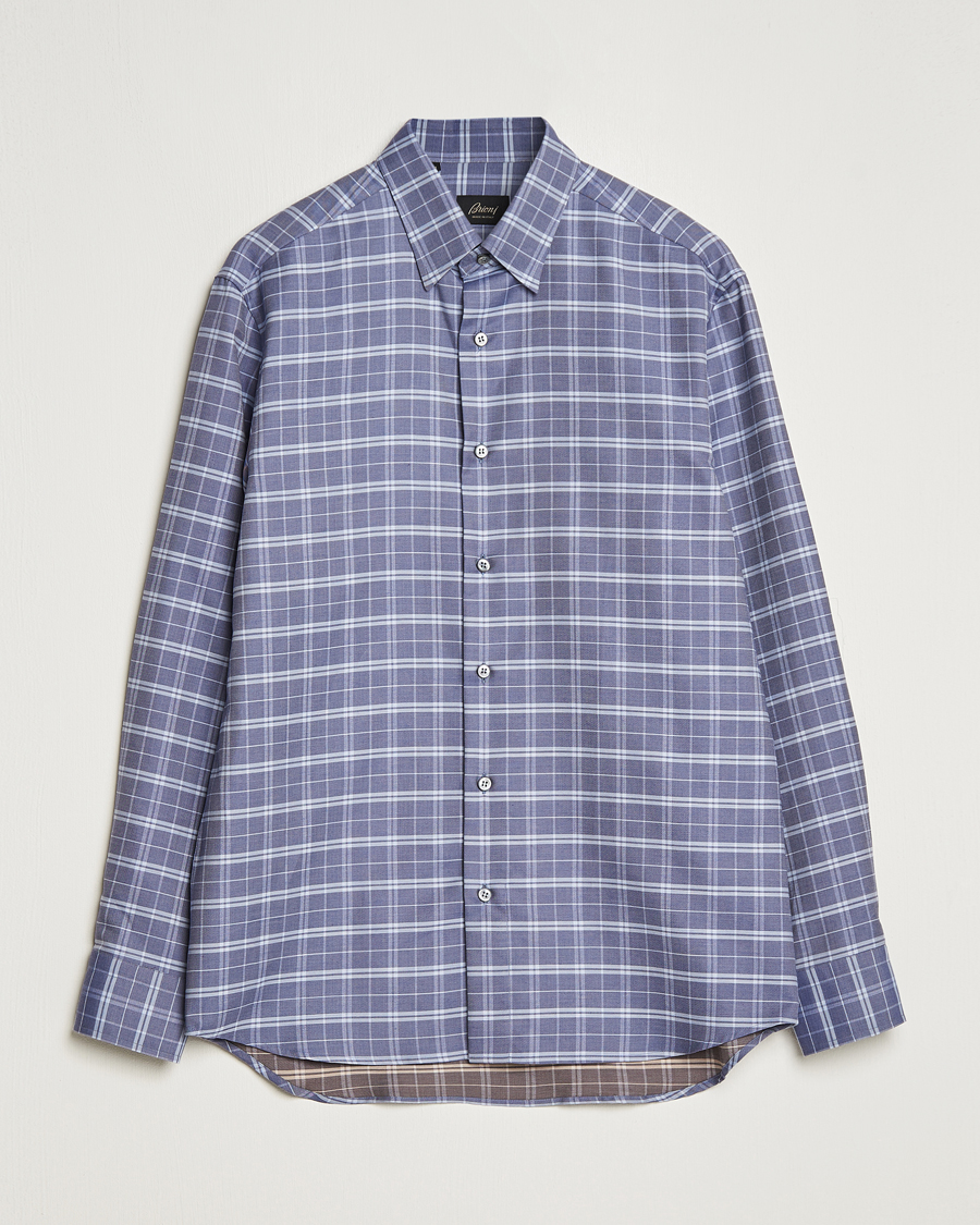 Heren | Brioni | Brioni | Slim Fit Check Flannel Shirt Dark Blue