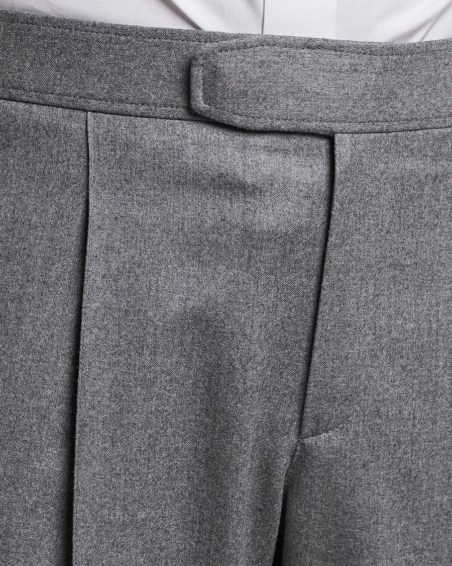 Heren | Broeken | Brioni | Melbourne Drawstring Flannel Trousers Grey Melange