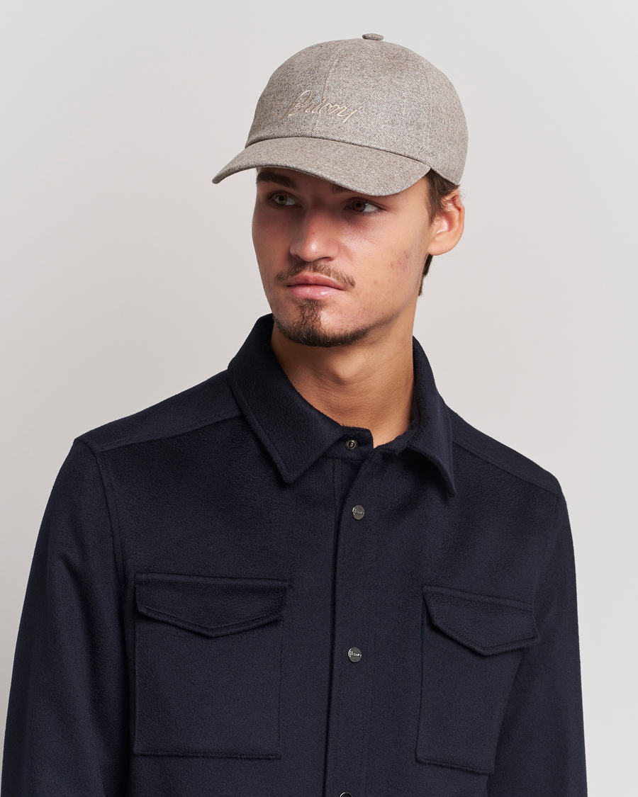 Heren |  | Brioni | Soft Flannel Baseball Cap Beige Melange