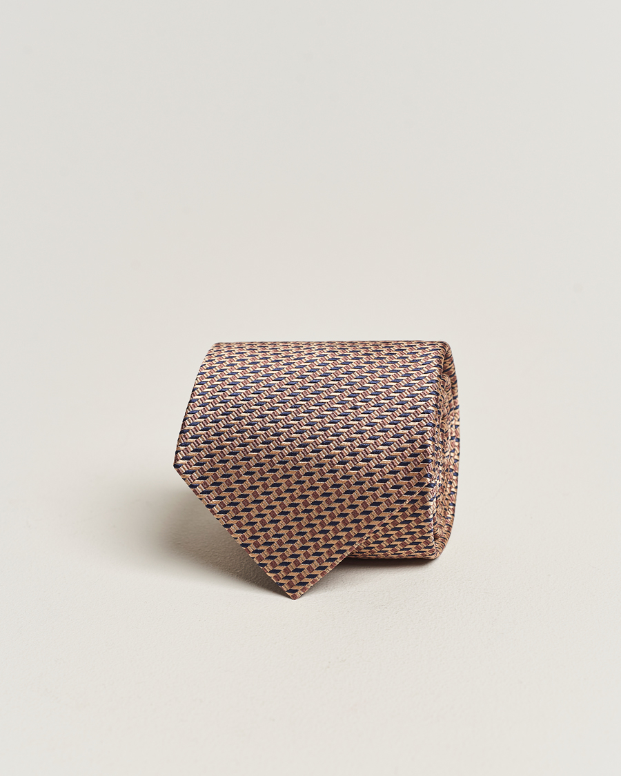 Heren | Brioni | Brioni | Geometrical Jacquard Silk Tie Brown