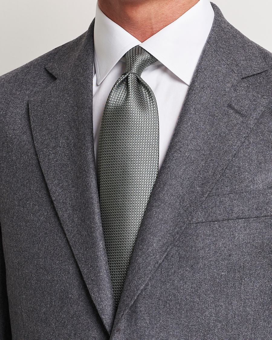 Heren |  | Brioni | Jacquard Silk Tie Sage