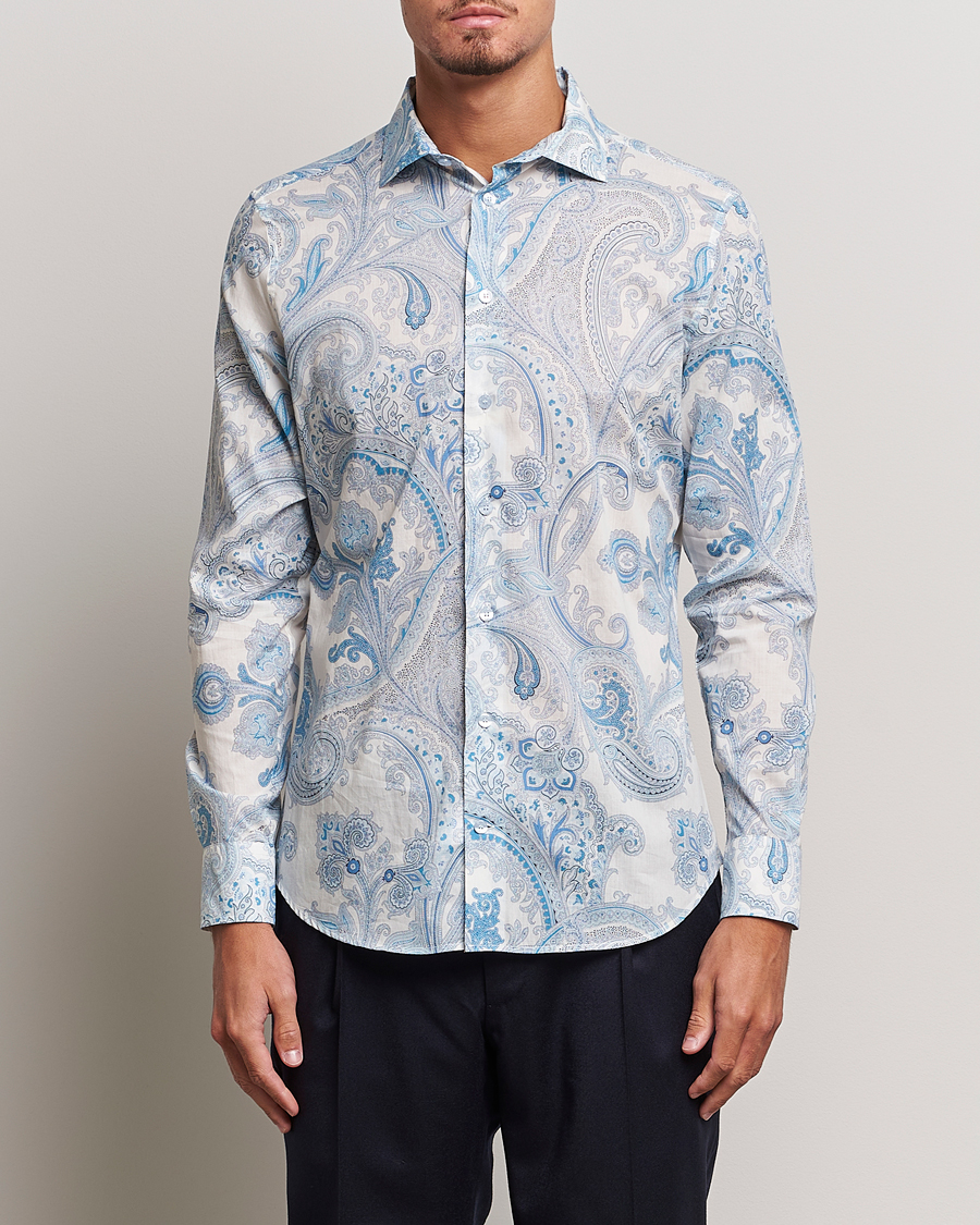 Heren | Etro | Etro | Slim Fit Paisley Shirt Azzurro