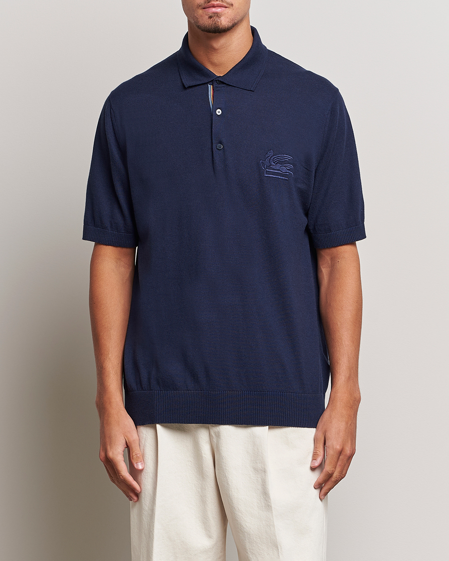 Heren | Etro | Etro | Cotton/Cashmere Polo Navy