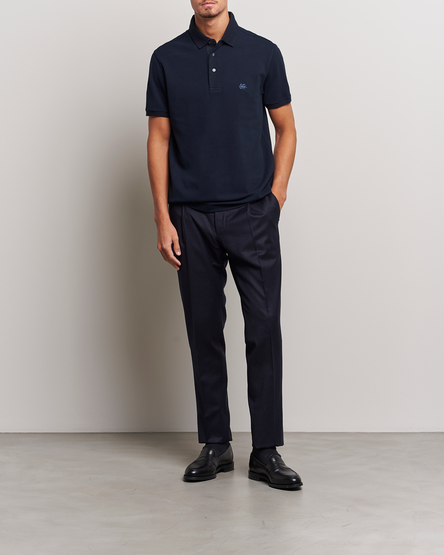 Heren | Polo's | Etro | Short Sleeve Contrast Polo Navy