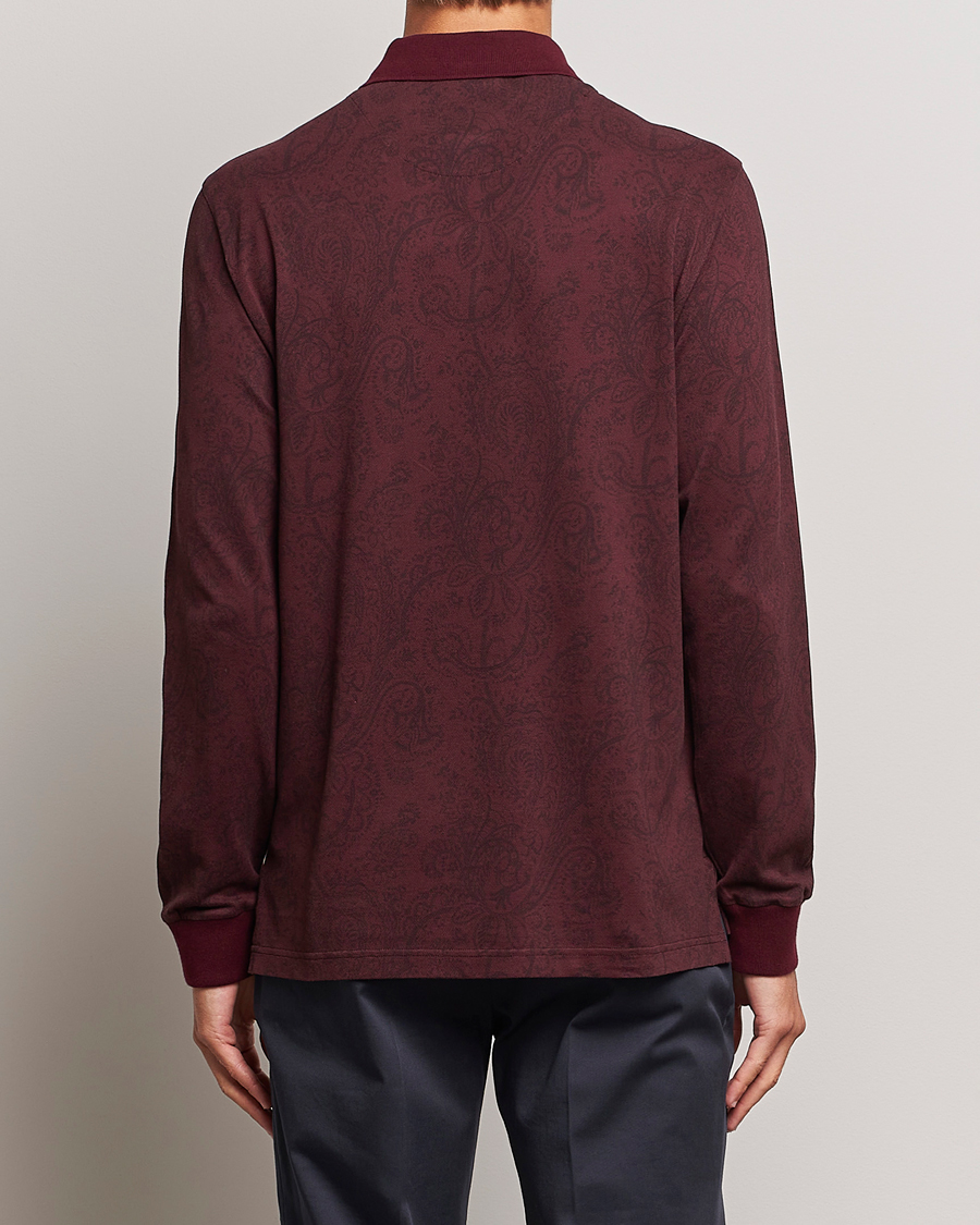 Heren | Truien | Etro | Tonal Paisley Long Sleeve Polo Burgundy