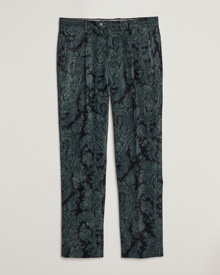 Heren | Broeken | Etro | Tailored Paisley Corduroy Trousers Dark Blue