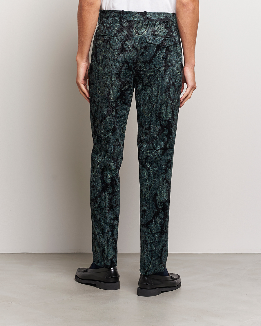 Heren | Broeken | Etro | Tailored Paisley Corduroy Trousers Dark Blue