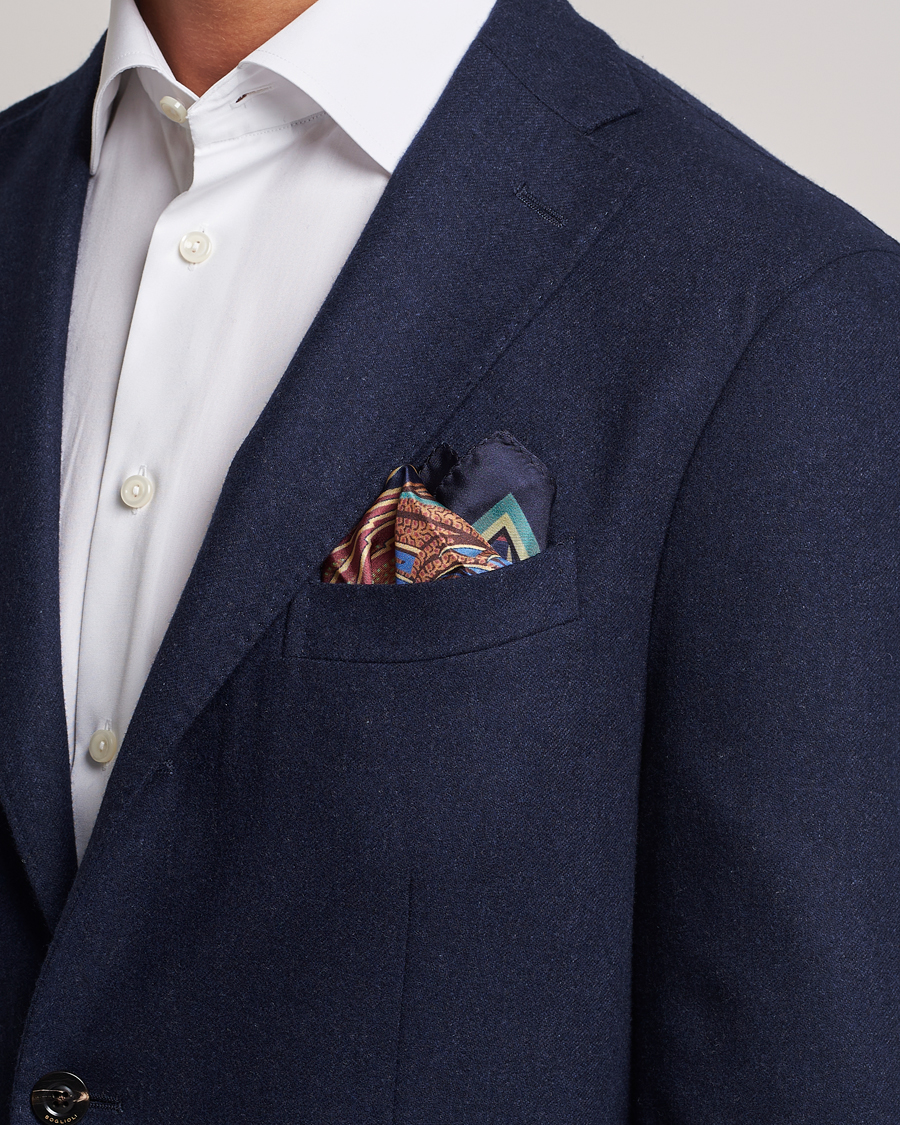 Heren | Pochets | Etro | Bangalore Printed Pocket Square Navy