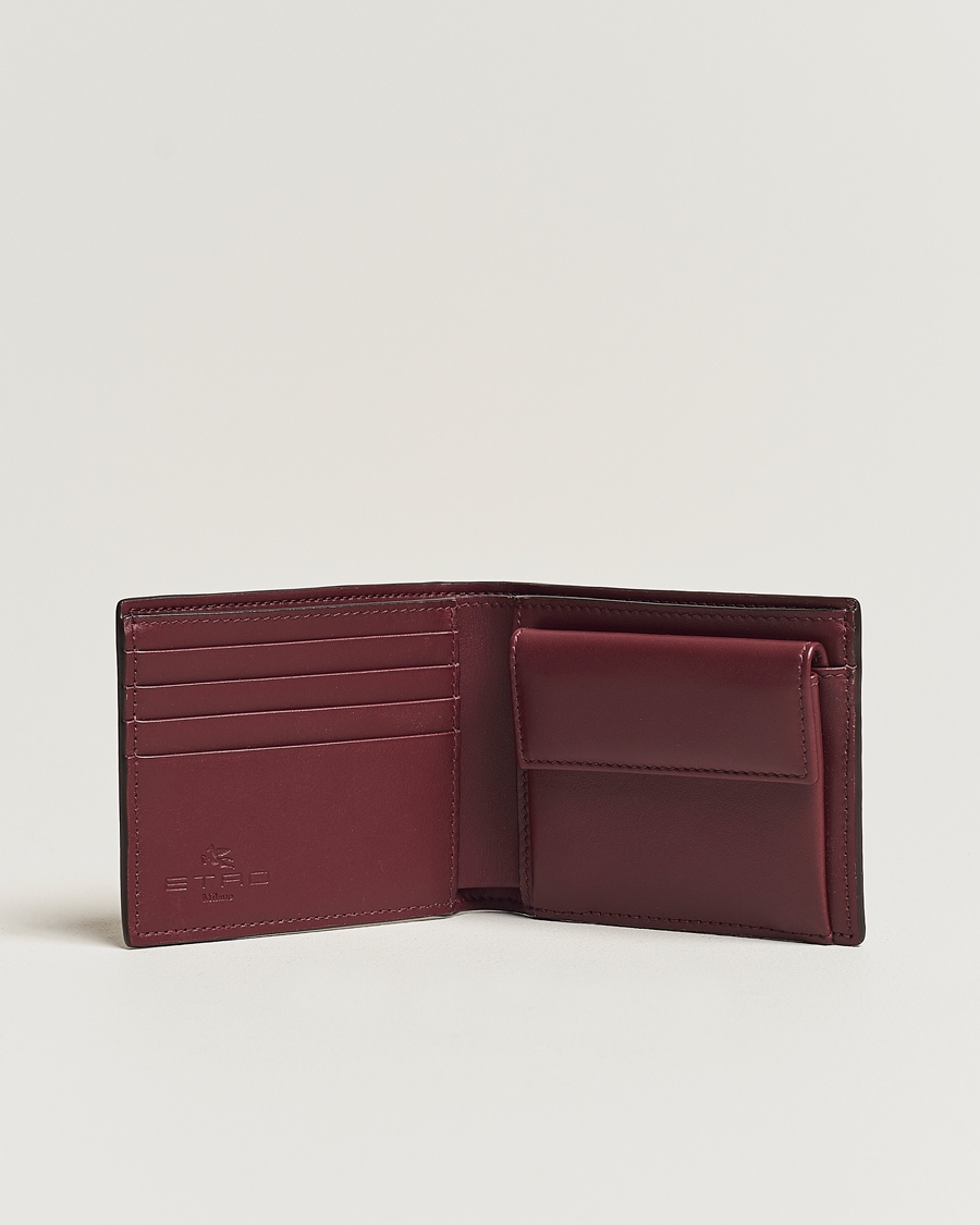 Heren |  | Etro | Paisley Leather Wallet Burgundy