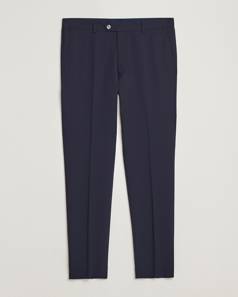 Heren |  | Oscar Jacobson | Denz Structured Wool Trousers Blue