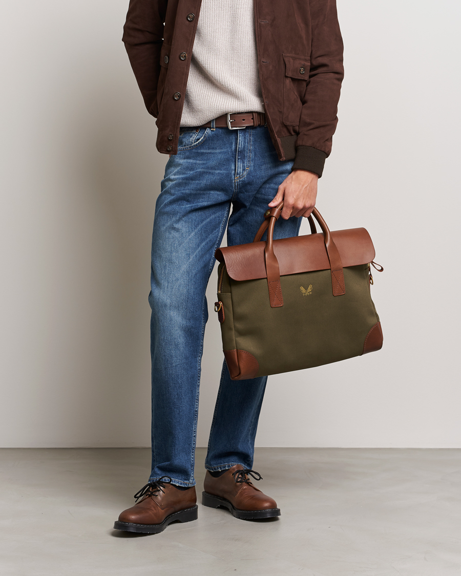 Heren | Aktetassen | Bennett Winch | Canvas Briefcase Olive