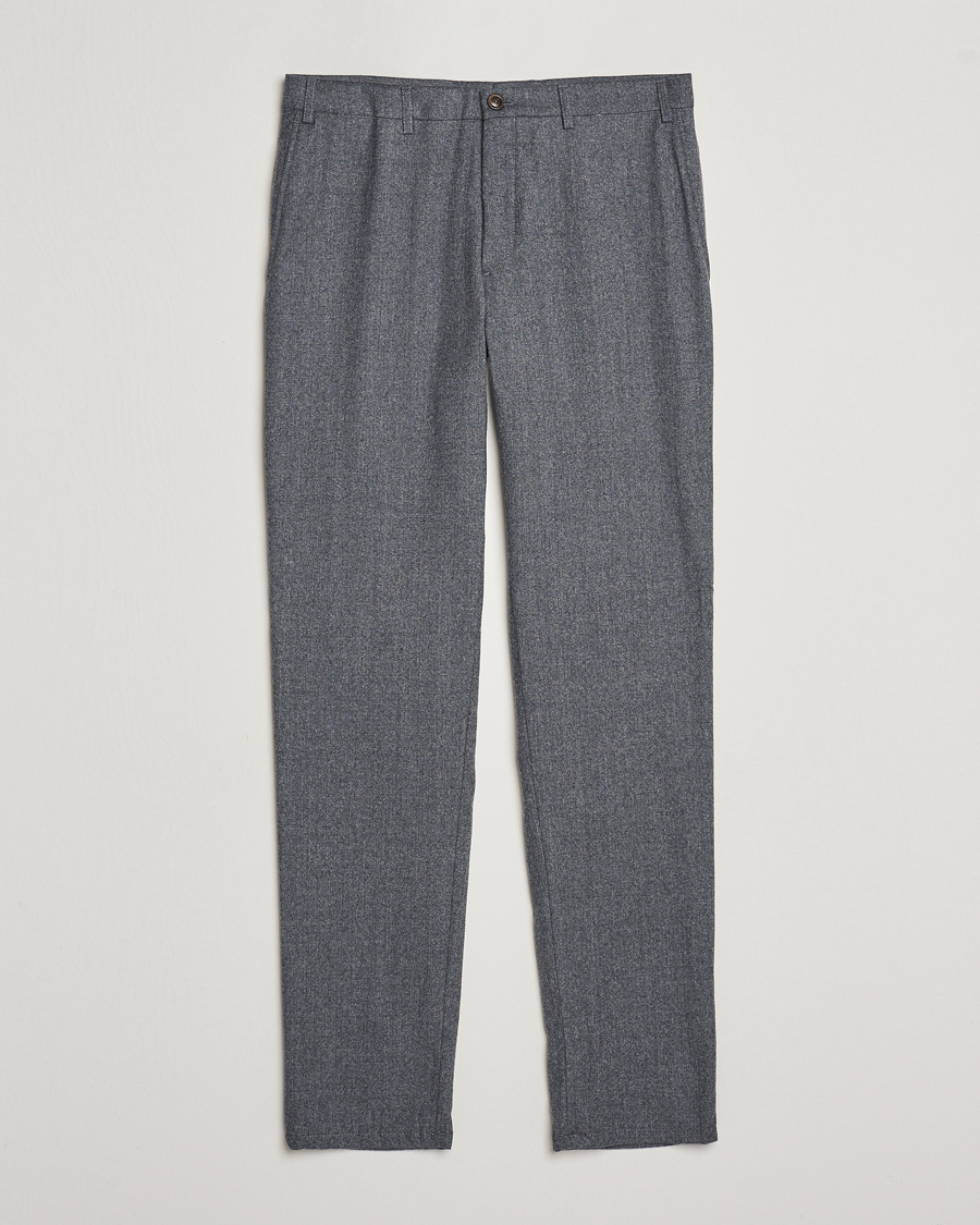 Heren | Broeken | Canali | Slim Fit Washable Flannel Trousers Grey Melange