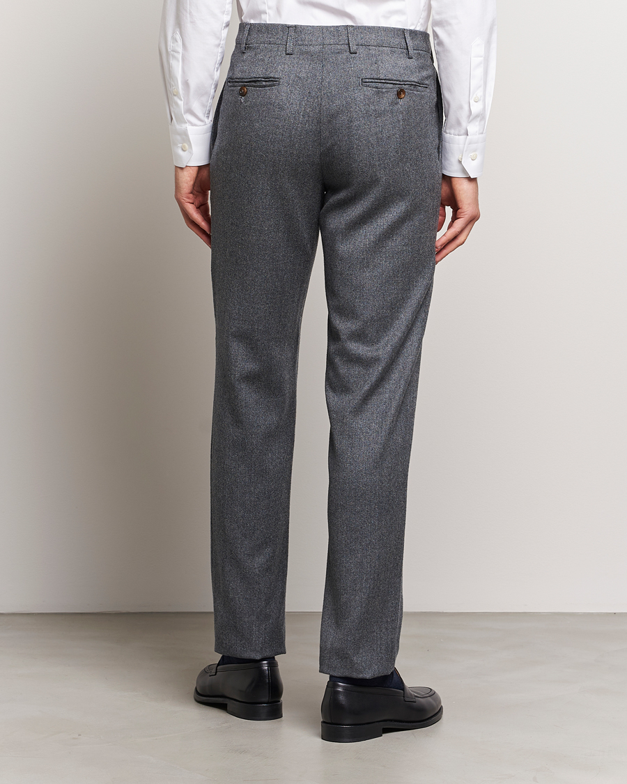 Heren | Broeken | Canali | Slim Fit Washable Flannel Trousers Grey Melange