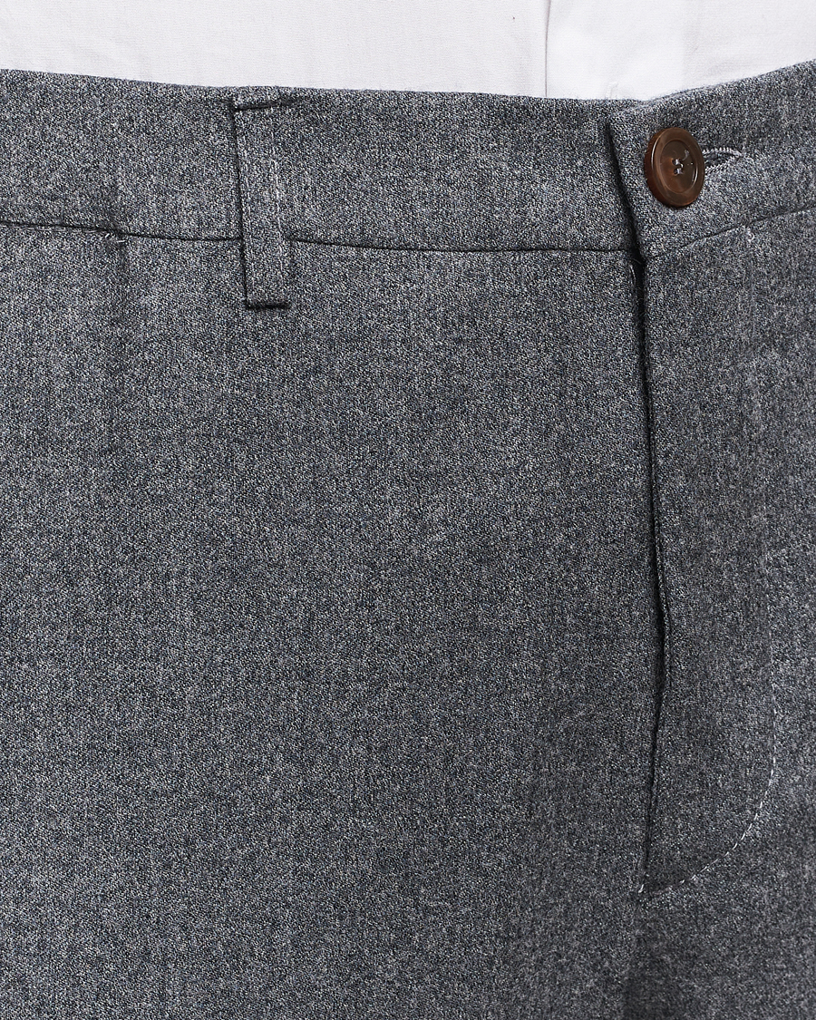 Heren | Broeken | Canali | Slim Fit Washable Flannel Trousers Grey Melange
