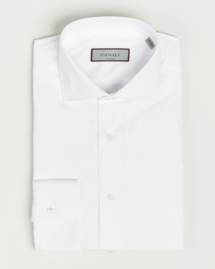 Heren | Overhemden | Canali | Slim Fit Cotton/Stretch Shirt White