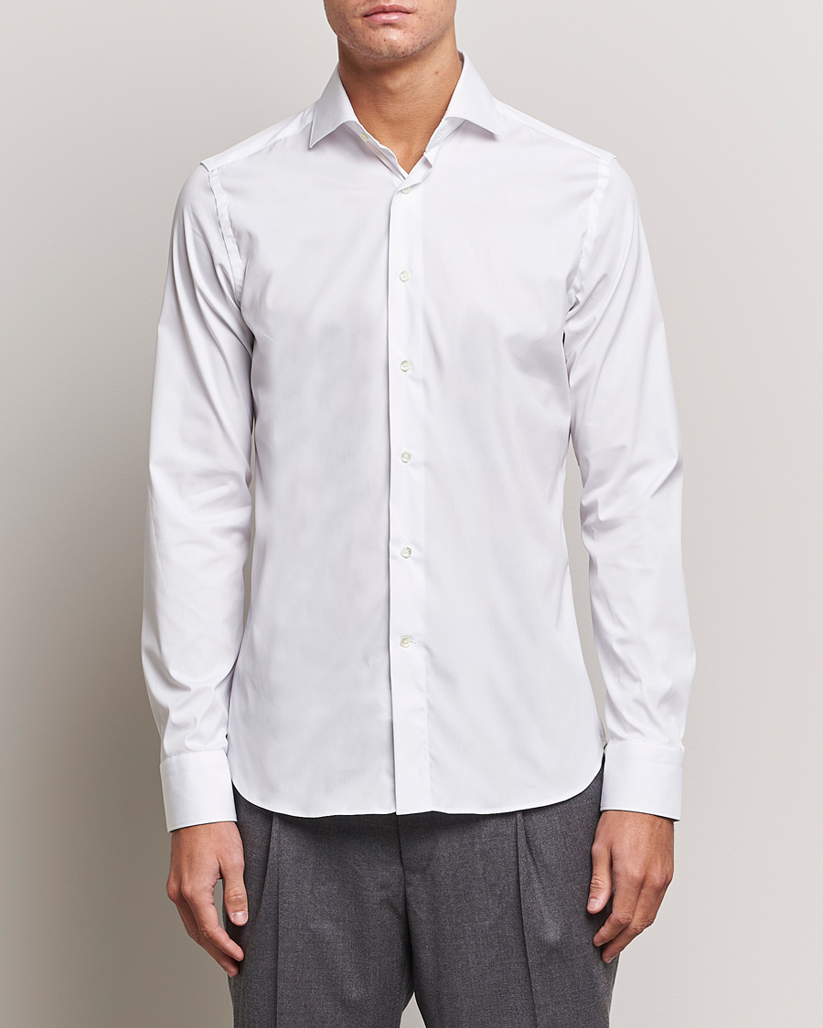 Heren | Overhemden | Canali | Slim Fit Cotton/Stretch Shirt White
