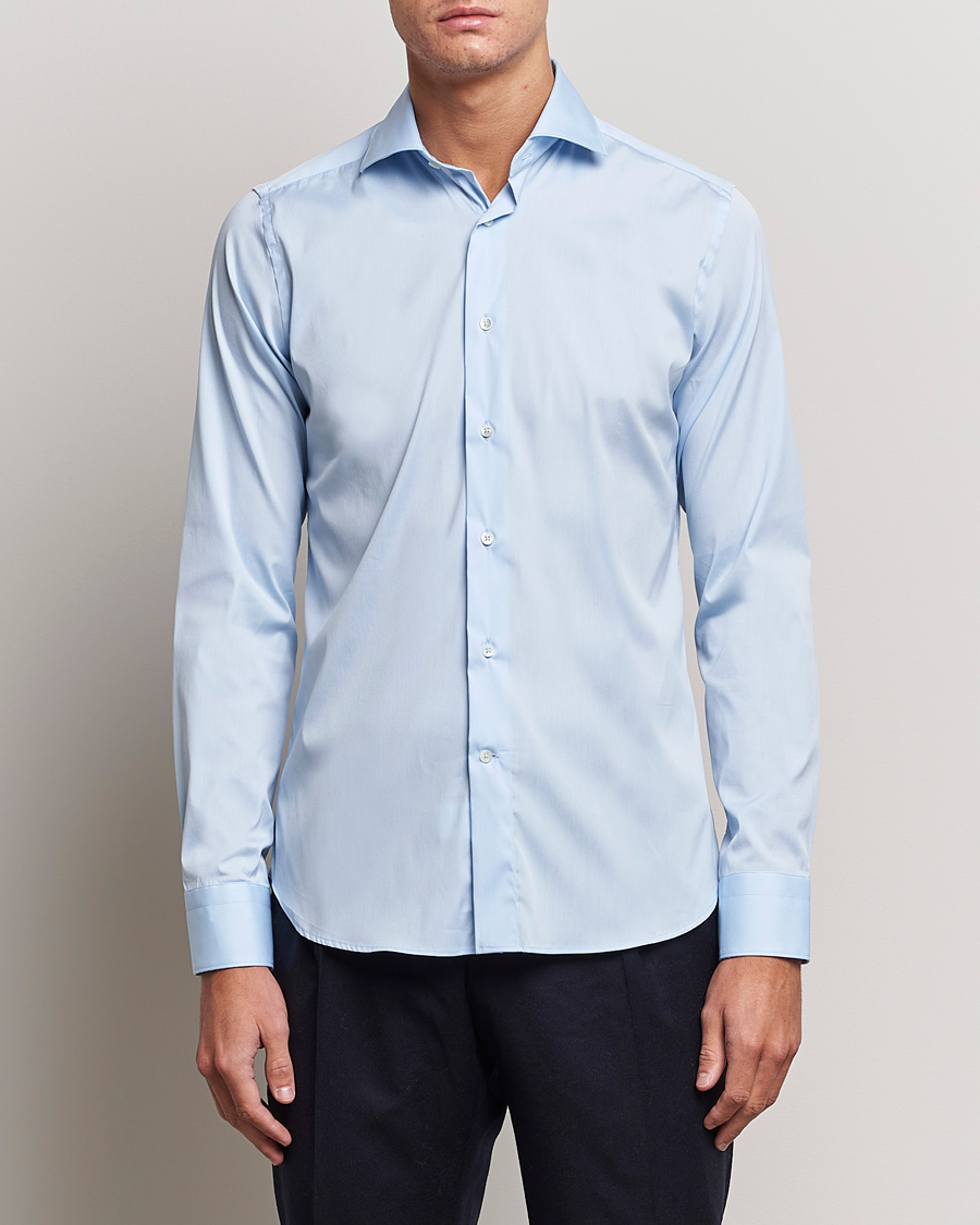 Heren | Overhemden | Canali | Slim Fit Cotton/Stretch Shirt Light Blue