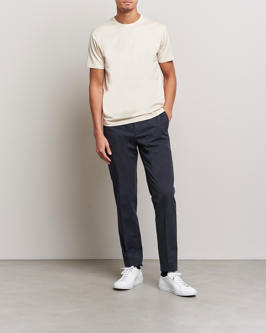 Heren | T-shirts | Sunspel | Crew Neck Q82 Cotton T-Shirt Undyed