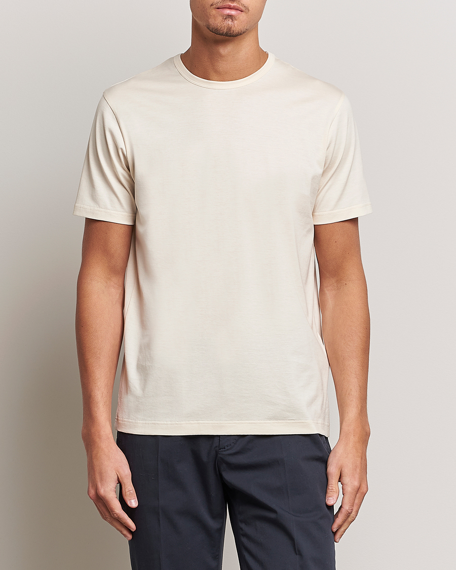 Heren | T-shirts met korte mouwen | Sunspel | Crew Neck Cotton Tee Undyed