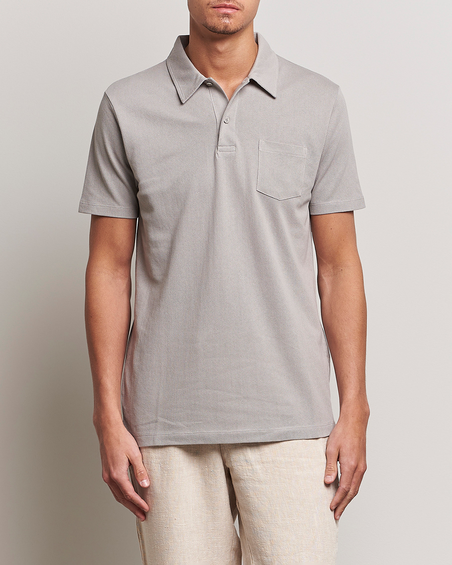 Heren | Poloshirts met korte mouwen | Sunspel | Riviera Polo Shirt Mid Grey