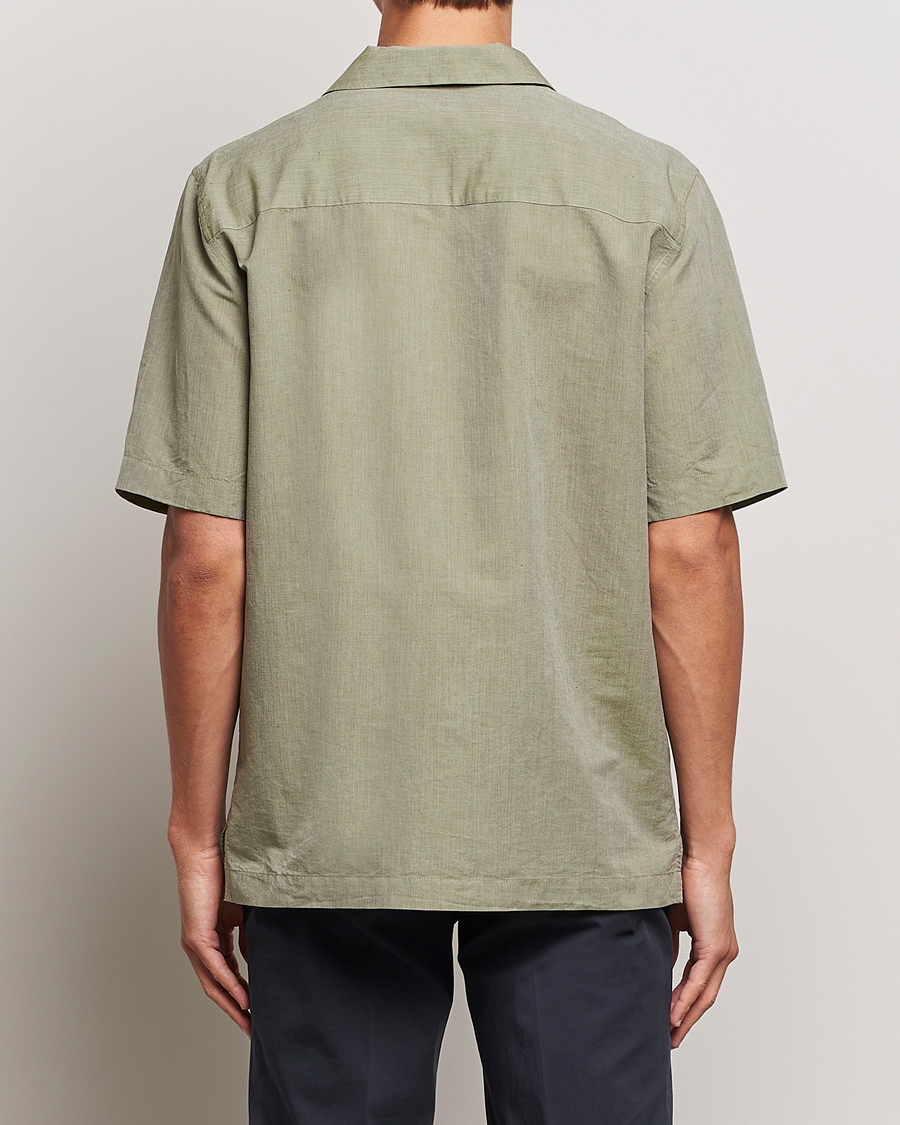 Heren | Overhemden | Sunspel | Lightweight Cotton/Linen Resort Shirt Hunter Green