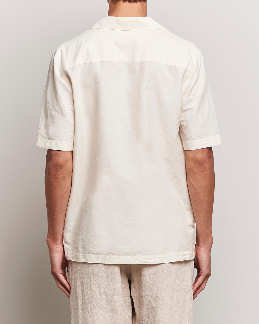 Heren | Overhemden | Sunspel | Lightweight Cotton/Linen Resort Shirt Ecru