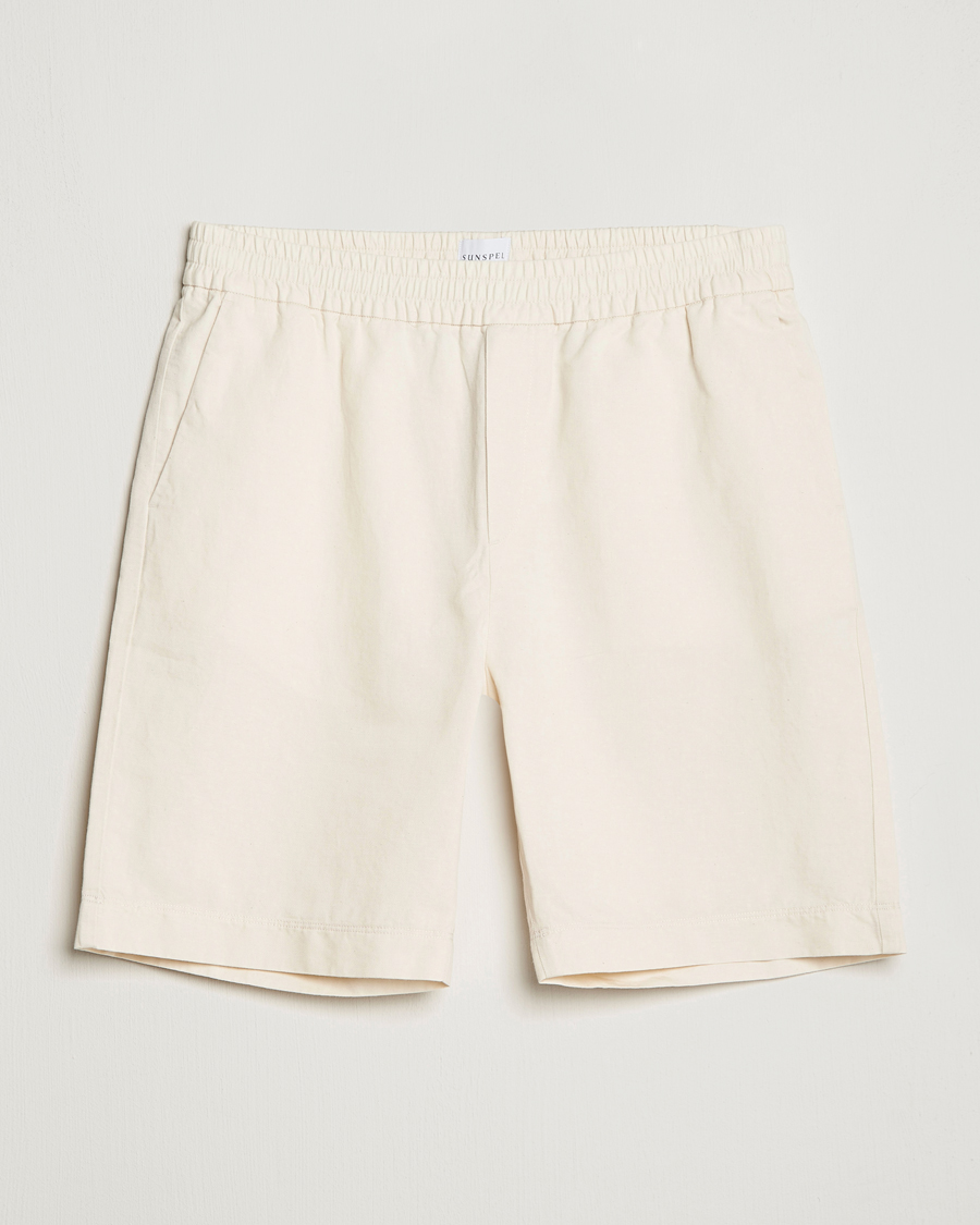 Heren |  | Sunspel | Cotton/Linen Drawstring Shorts Undyed