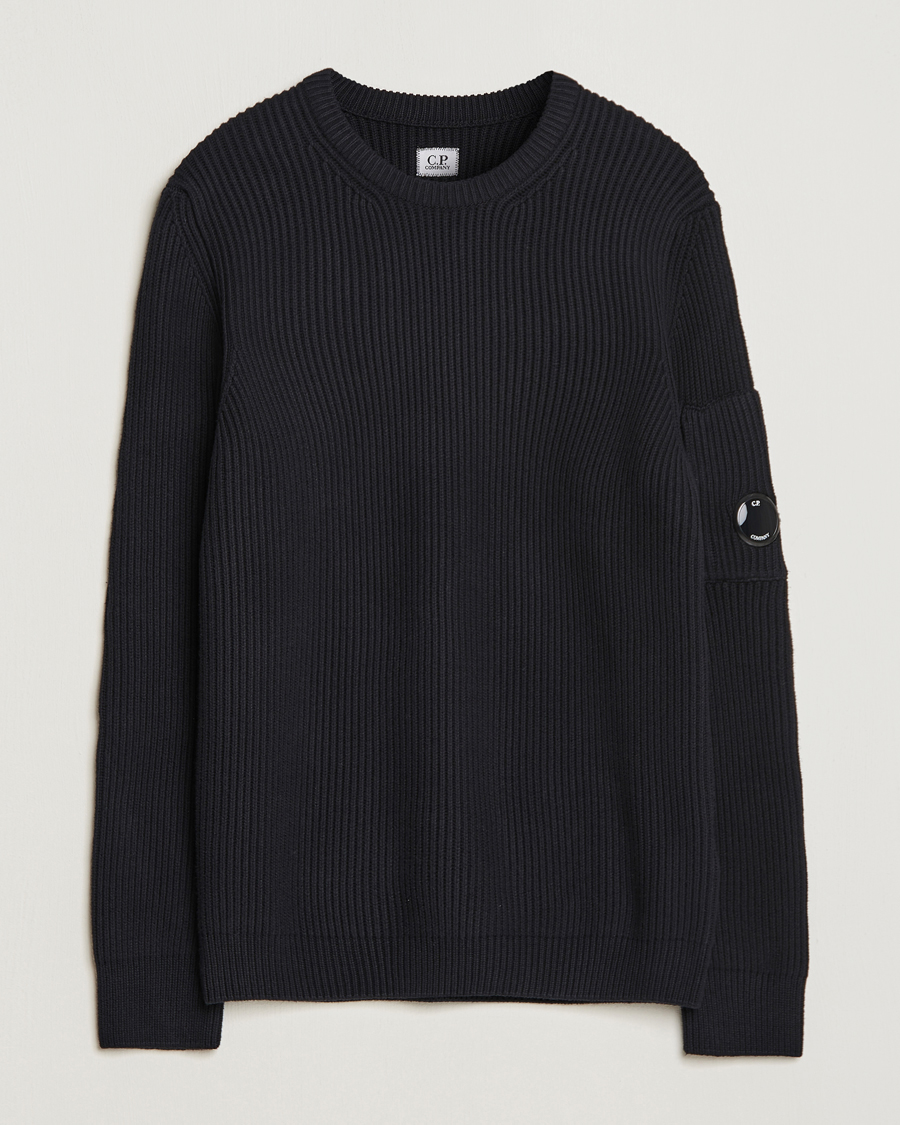 Heren | Truien | C.P. Company | Full Rib Knitted Cotton Crewneck Black