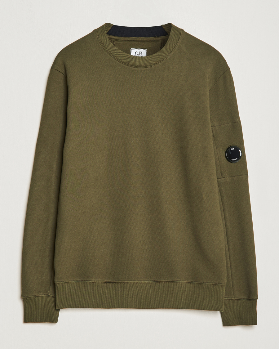 Heren | Truien | C.P. Company | Diagonal Raised Fleece Lens Sweatshirt Military Green