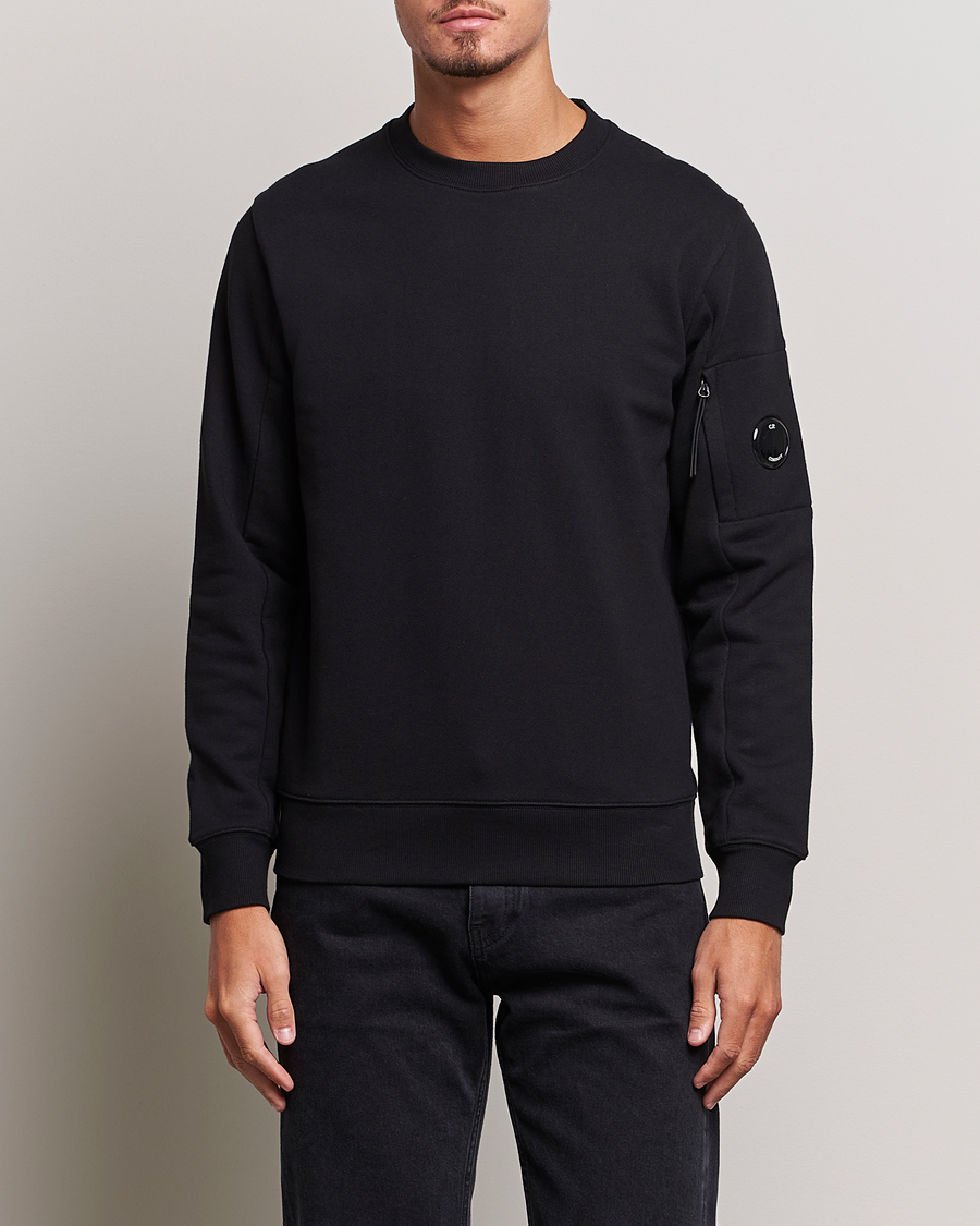 Heren | Truien | C.P. Company | Diagonal Raised Fleece Lens Sweatshirt Black