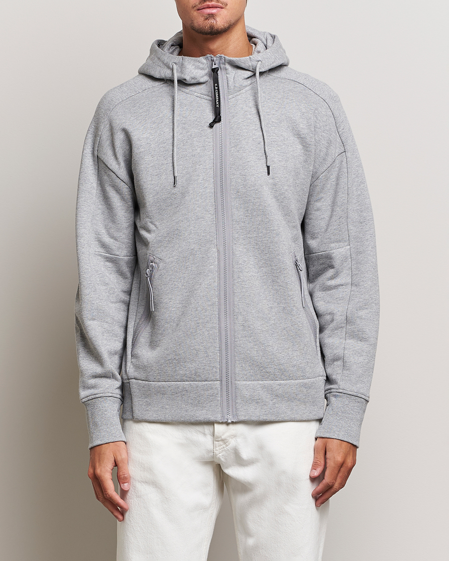 Heren | Hoodies | C.P. Company | Diagonal Raised Fleece Full Zip Goggle Hoodie Grey