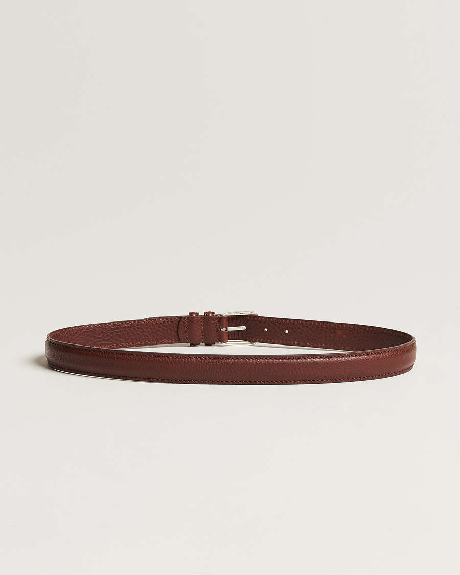 Heren |  | Anderson's | Grained Leather Belt 3 cm Brown