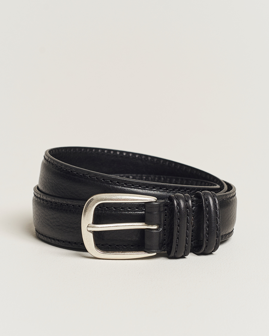 Heren | Riemen | Anderson's | Grained Leather Belt 3 cm Black