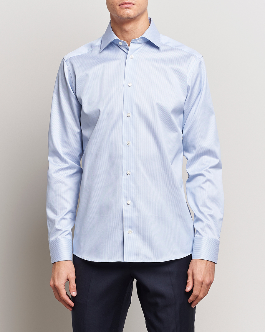 Heren | Zakelijke overhemden | Eton | Slim Fit Signature Twill Shirt Blue/White