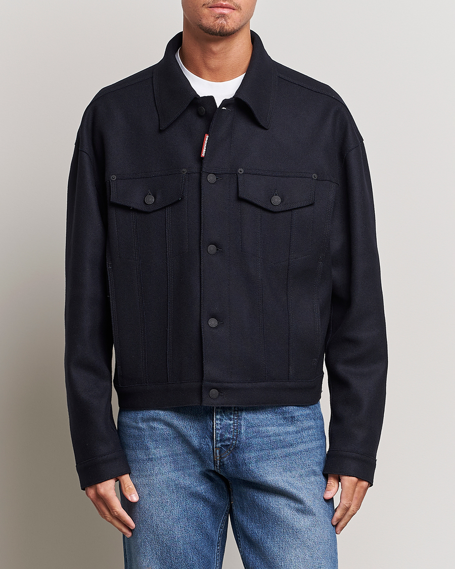 Heren | Jassen | Dsquared2 | Felt Wool Bomber Jacket Navy
