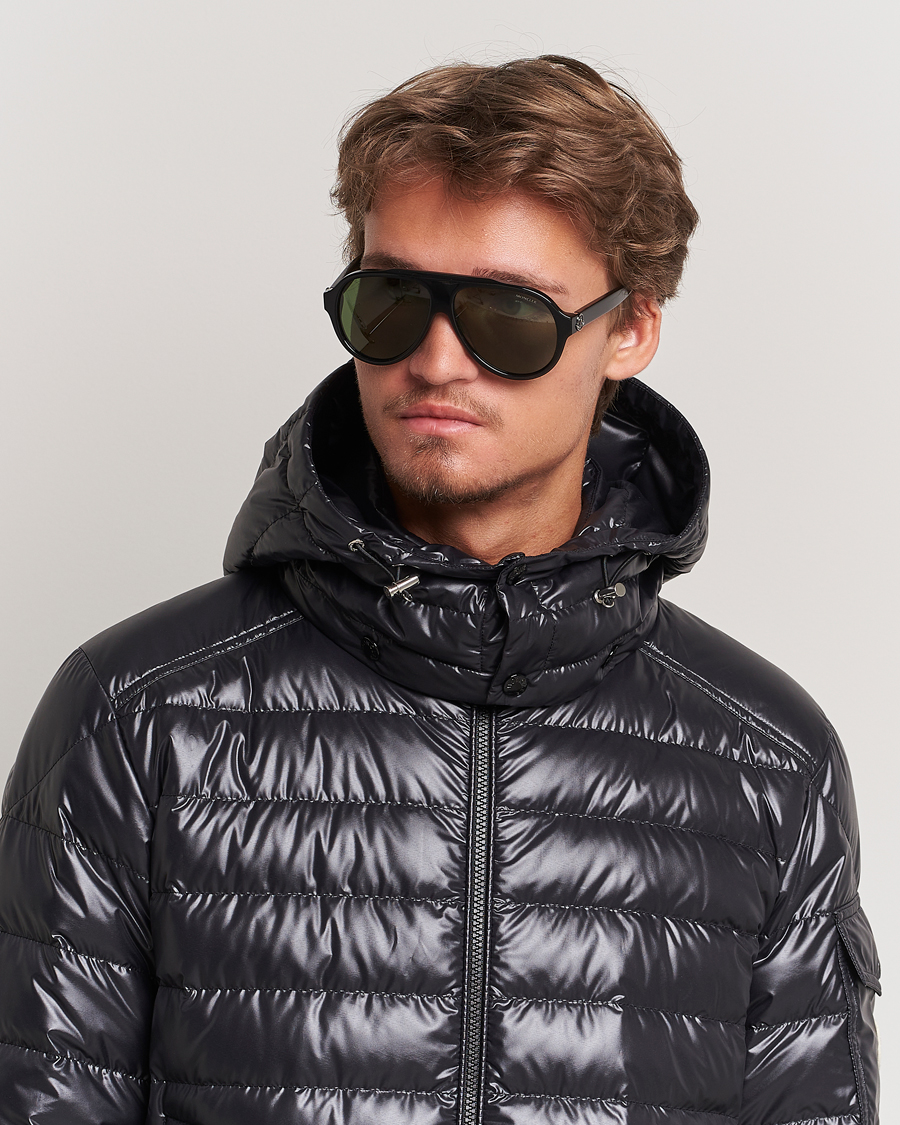 Heren |  | Moncler Lunettes | Caribb Sunglasses Shiny Black/Green