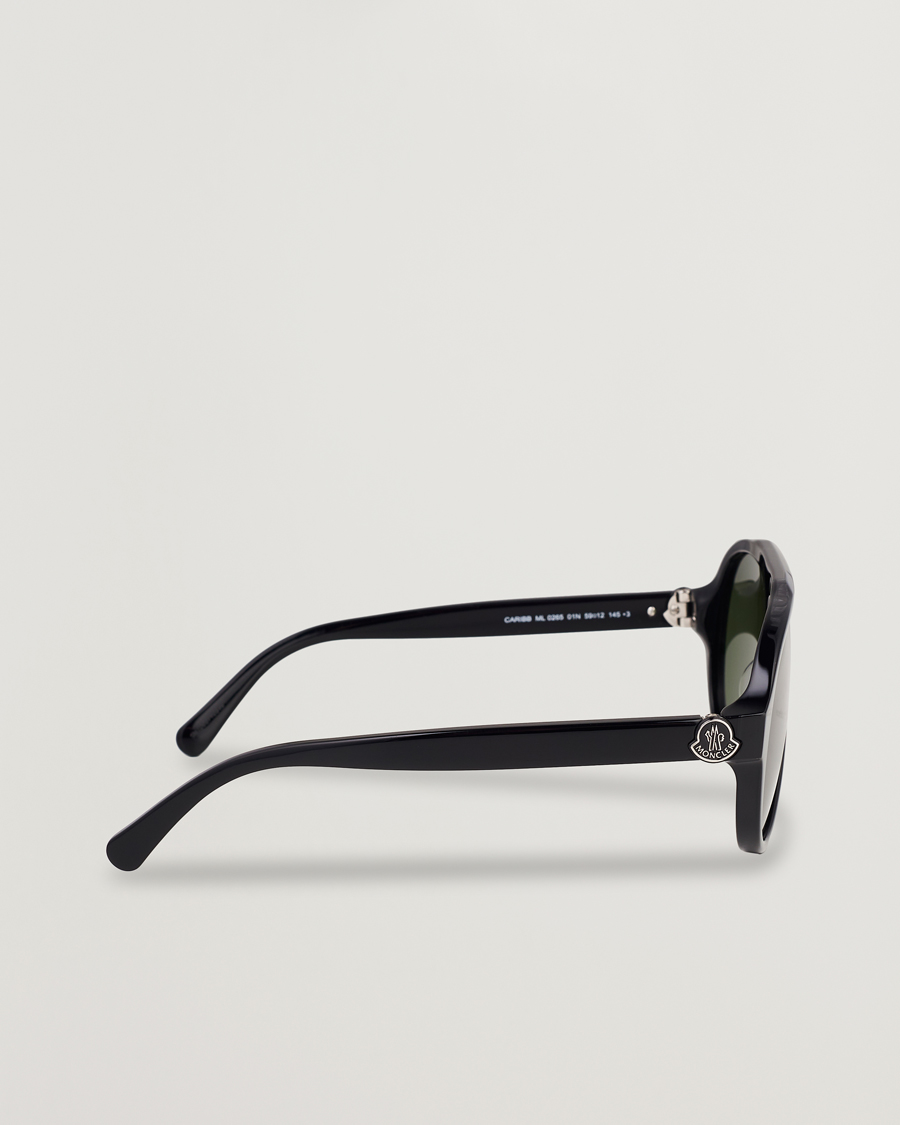 Heren | Moncler Lunettes Caribb Sunglasses Shiny Black/Green | Moncler Lunettes | Caribb Sunglasses Shiny Black/Green