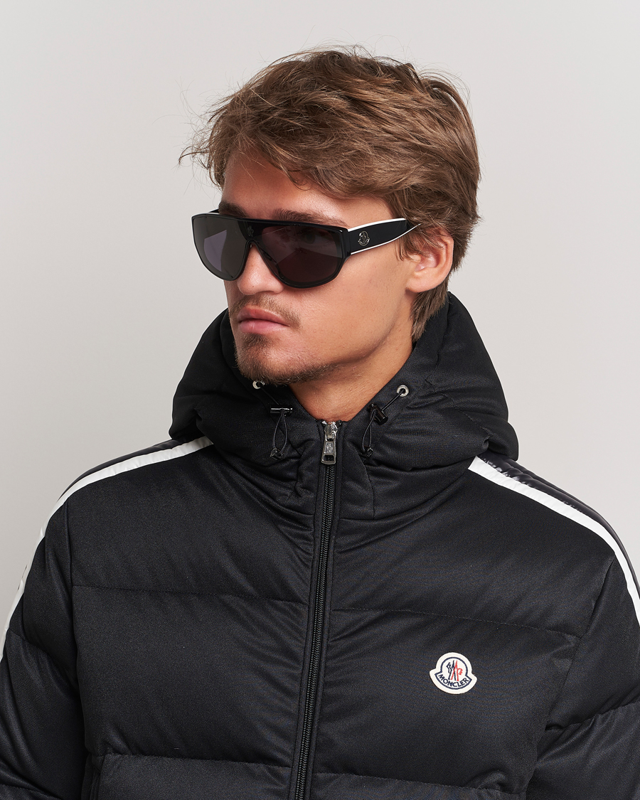Heren | Moncler Lunettes Tronn Sunglasses Shiny Black/Smoke | Moncler Lunettes | Tronn Sunglasses Shiny Black/Smoke
