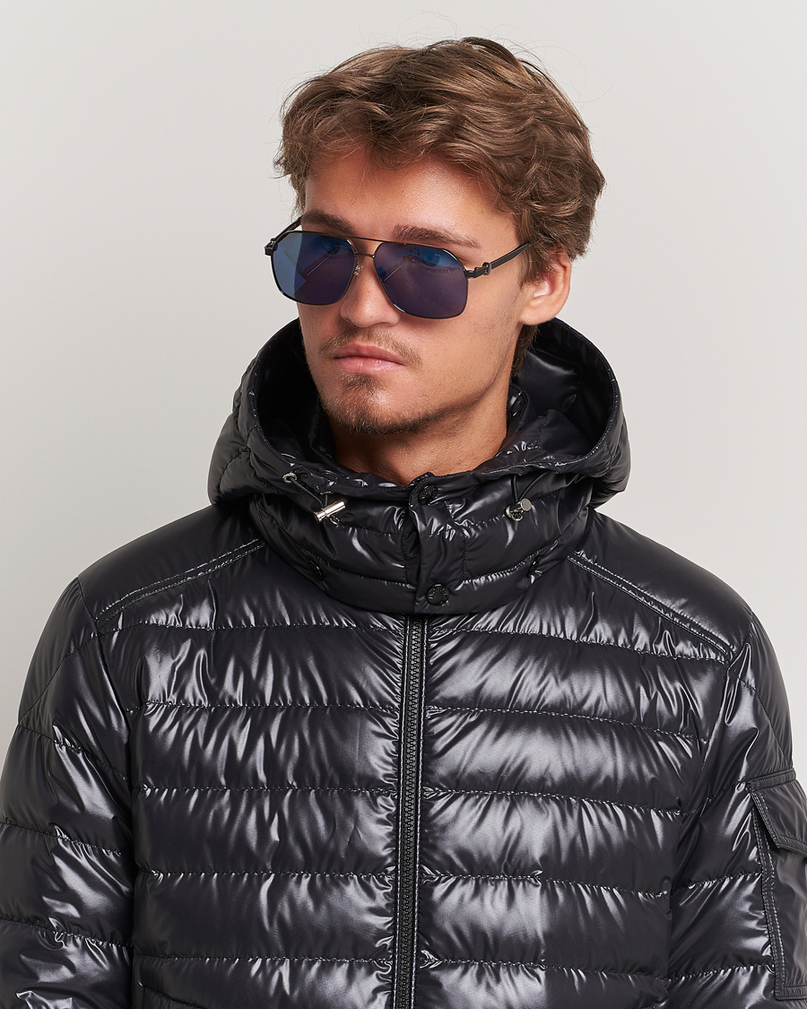 Heren | Moncler Lunettes Icepol Sunglasses Shiny Gunmetal/Blue Mirror | Moncler Lunettes | Icepol Sunglasses Shiny Gunmetal/Blue Mirror