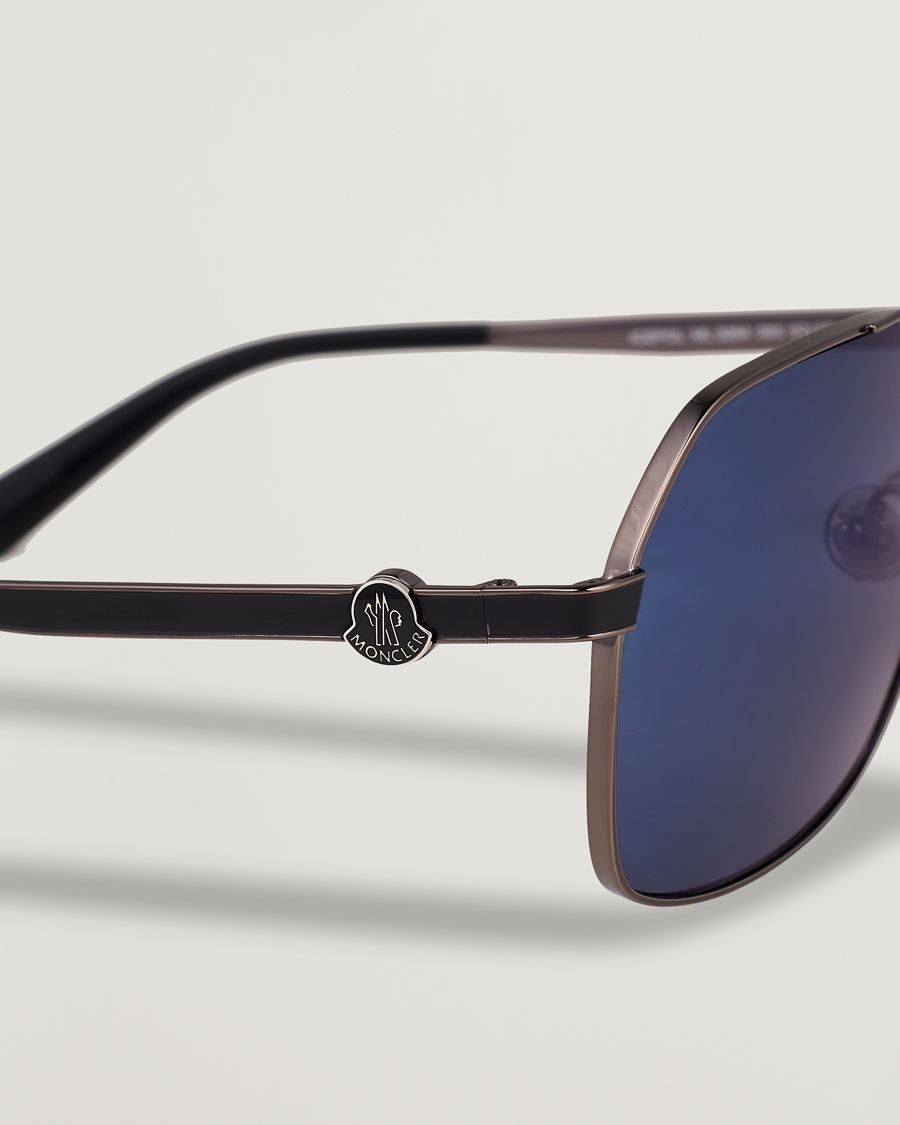 Heren | Moncler Lunettes Icepol Sunglasses Shiny Gunmetal/Blue Mirror | Moncler Lunettes | Icepol Sunglasses Shiny Gunmetal/Blue Mirror