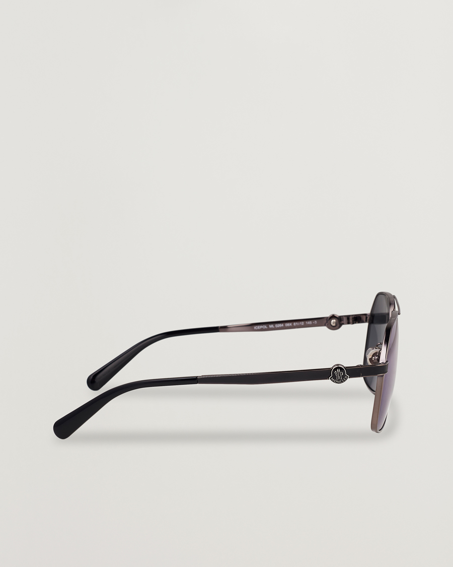 Heren | Moncler Lunettes Icepol Sunglasses Shiny Gunmetal/Blue Mirror | Moncler Lunettes | Icepol Sunglasses Shiny Gunmetal/Blue Mirror