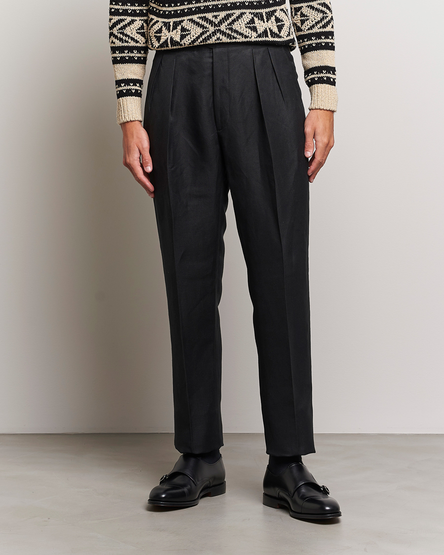 Heren | Broeken | Ralph Lauren Purple Label | Byron Pleated Trousers Black