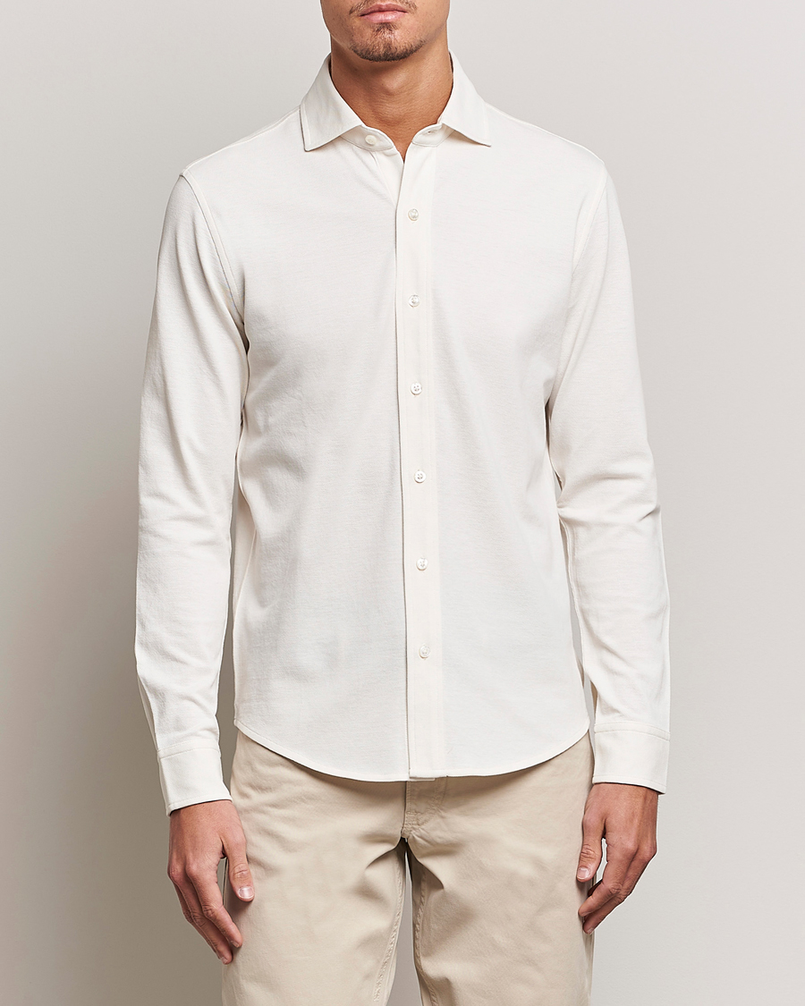 Heren | Ralph Lauren Purple Label | Ralph Lauren Purple Label | Washed Cotton Pique Shirt Cream