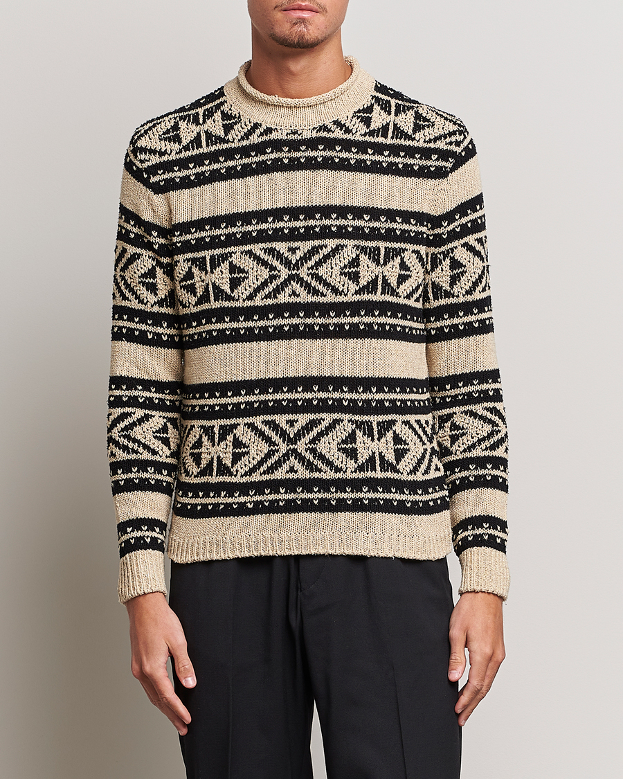 Heren | Ralph Lauren Purple Label | Ralph Lauren Purple Label | Geo Pattern Sweater Cream