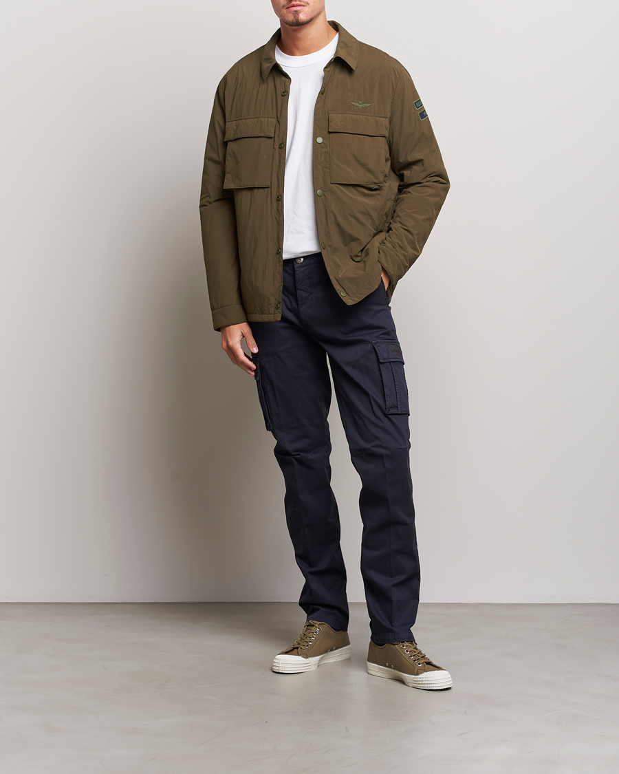 Heren | Jassen | Aeronautica Militare | Light Padded Pocket Shirt Jacket Off Green