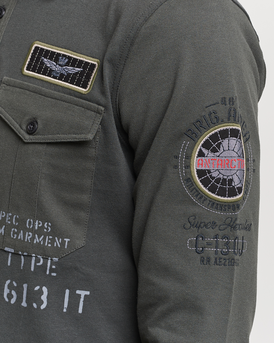 Heren | Truien | Aeronautica Militare | Pocket Long Sleeve Polo Dark Green